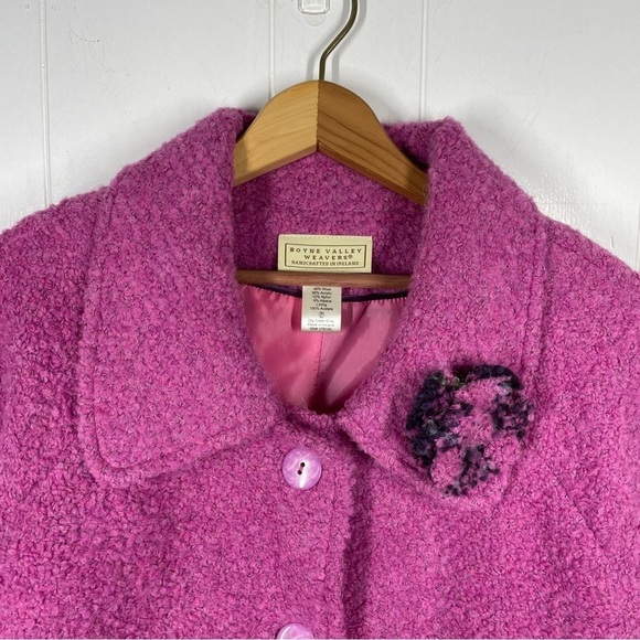 VTG Boyne Valley Weavers Ireland Wool Alpaca Blend Pink Coat Extra Large - Picture 3 of 6